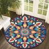 Colorful Mandala Art Style Flannel-printed Round Floor Mats Are Slip-resistant Suitable for Room Bedroom Terrace Garden Carpets