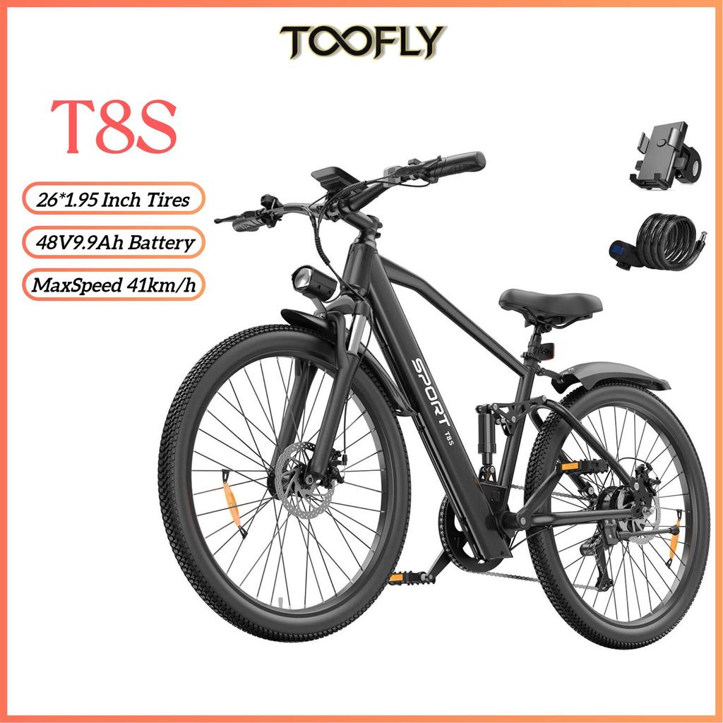 TOOFLY T8S Adult Electric Bike 41KM/H Max Speed 48V9.9Ah Battery City Commuting E-Bike 26*1.95 Inch Tire Adults Electric Bicycle