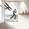 Vintage Retro Tin Sign Black & White Man In Suit Running with Biplane Pursuit Metal Plaque for Man Cave Home Bar Decor