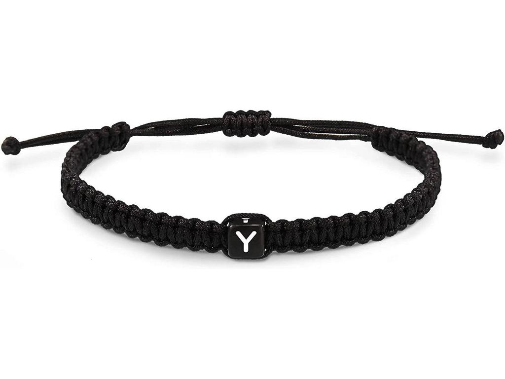 Acrylic Initial Letter Adjustable Woven Bracelet for Couples