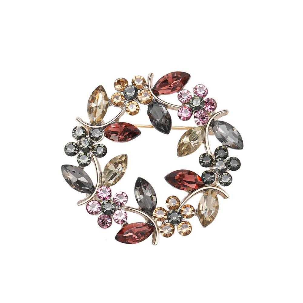 

Wreath Rhinestone Olive Branch Pin Luxury Women Brooch Unique Olive Wreath Brooch Girls фіолетовий