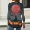 Women's Casual Halloween Print V Neck Button Front Three Quarter Sleeve T Shirt Top Lightweight Soft Fabric Comfortable Fit