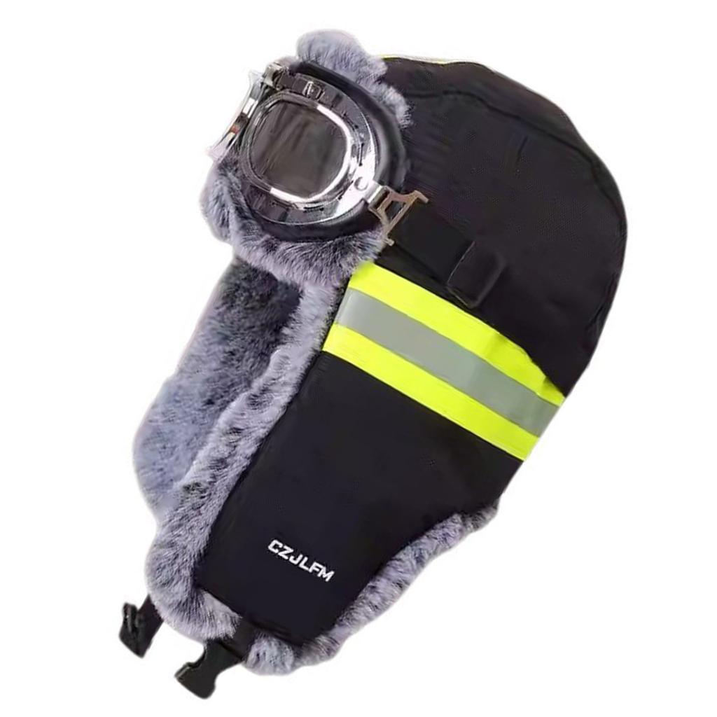 Chapeau Trappeur d'Hiver Réfléchissant pour Cyclisme Haute Visibilité Chaud Thermique Oreillettes Fourrées Bonnets avec Lunettes Détachables