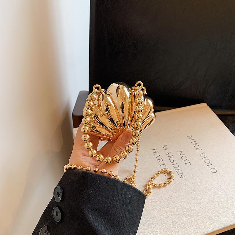 Модная мини-сумка-ракушка 2024 Роскошный блестящий вечерний клатч для ночных мероприятий золотой