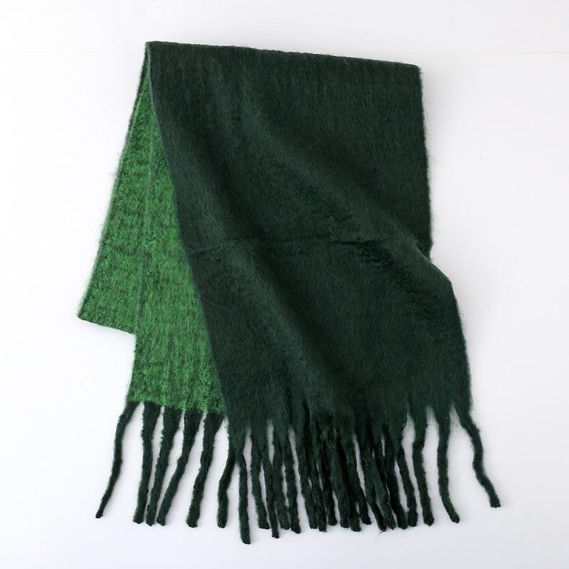 Mohair scarf women's winter two-color soft waxy thickened autumn and winter coarse fringed versatile couple scarf