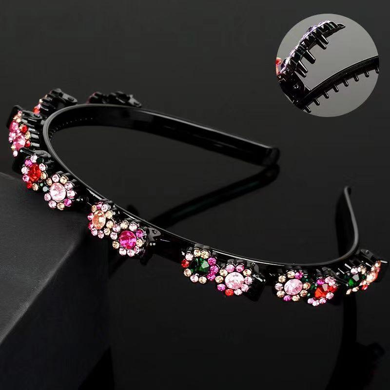 

Повязка на голову Kali со стразами, зажим для женщин и девочек, прическа с двойной челкой, заколка для волос, повязка для волос