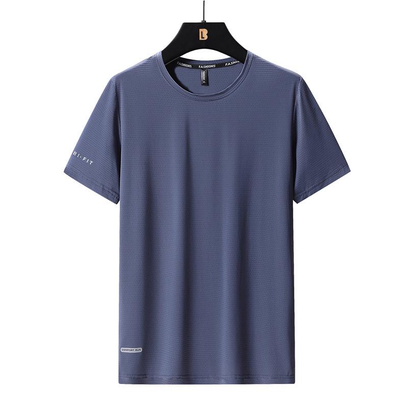 Men's Plus Size Quick-Dry Ice Silk Sports T-Shirt - Breathable, Loose Fit, Short-Sleeve