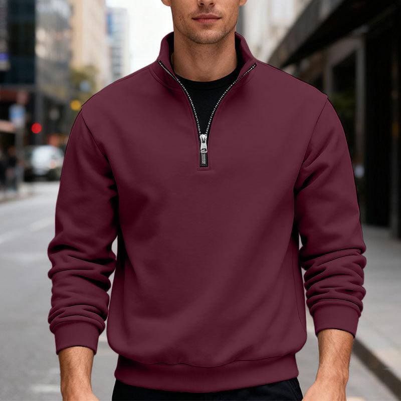 Autumn/Winter New Arrival Men's Fleece Sweatshirt Oversized Fit, Heavyweight Stand Collar Zip-Up Hooded Sweatshirt
