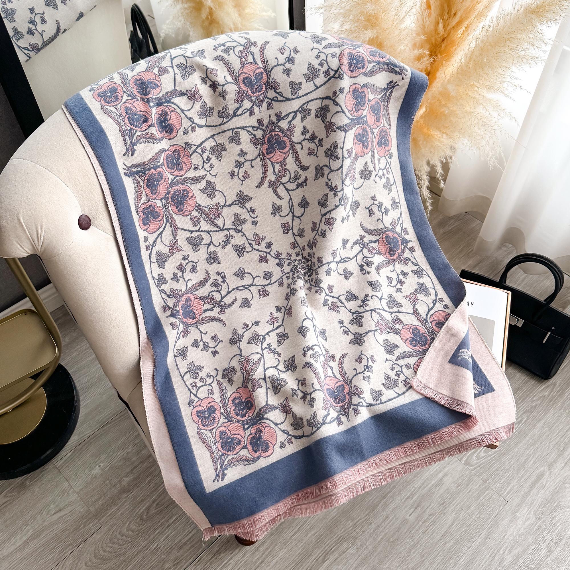 

Women S Autumn Winter Faux Cashmere Shawl Wrap Warm Neck Care Jacquard Scarf Multi-Functional Blanket Style Fashion Accessory