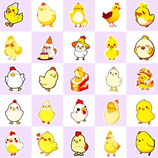 50Pcs Easter Chick Stickers Waterproof DIY Vinyl Art Decorative Graffiti Stickers Diverse Styles Cartoon Chicken Family Cute Decals for Water