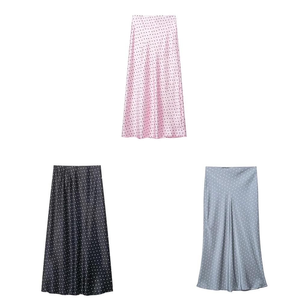 D Satin Midi Skirt With Wrinklefree Fabric For Casual Streetwear Women