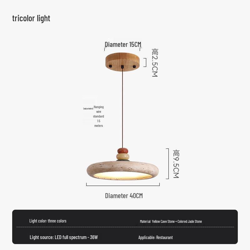 Wabi-Sabi Retro Yellow Travertine Chandelier, 2024 New Design for Dining Room or Bar Counter