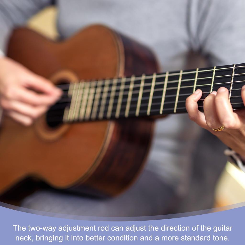 Uxcell 380mm Thin Guitar Lever with 4mm Tool for Electroacoustic Repair and Pack of 2 Bi-Directional L-Wrench, Tuner's Bass, Adjustment, Black,