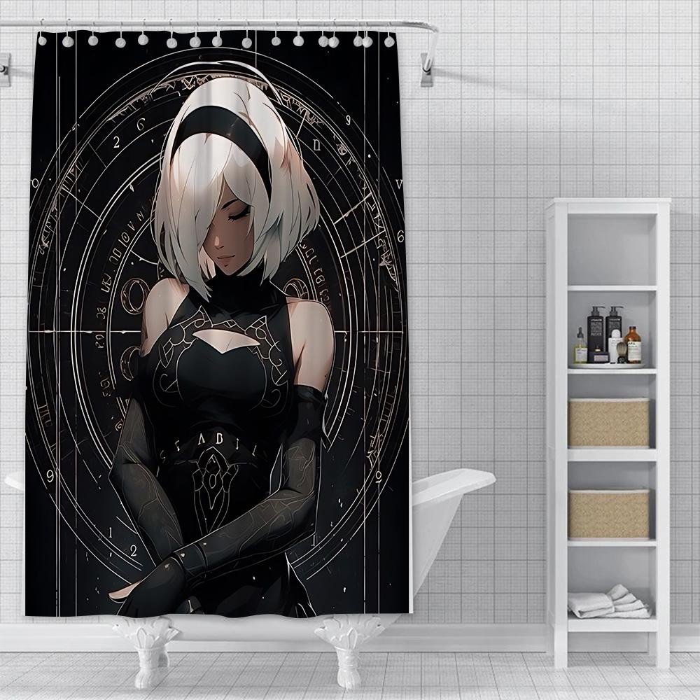 Shower Curtain Waterproof Polyester Fabric Paint Colorful Curtains Adventure game Nier Automatas Home Bathroom Decor With Hook