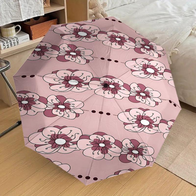 1PC Floral Pattern Umbrella-8-Rib Reinforced, Automatic Open, Lightweight & Durable, Fashion Accessory for Outdoor-L0351