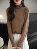 Women's Wool Color Block Pile Collar Knit Sweater - Fake Two-Piece Loose Long Sleeve Pullover.