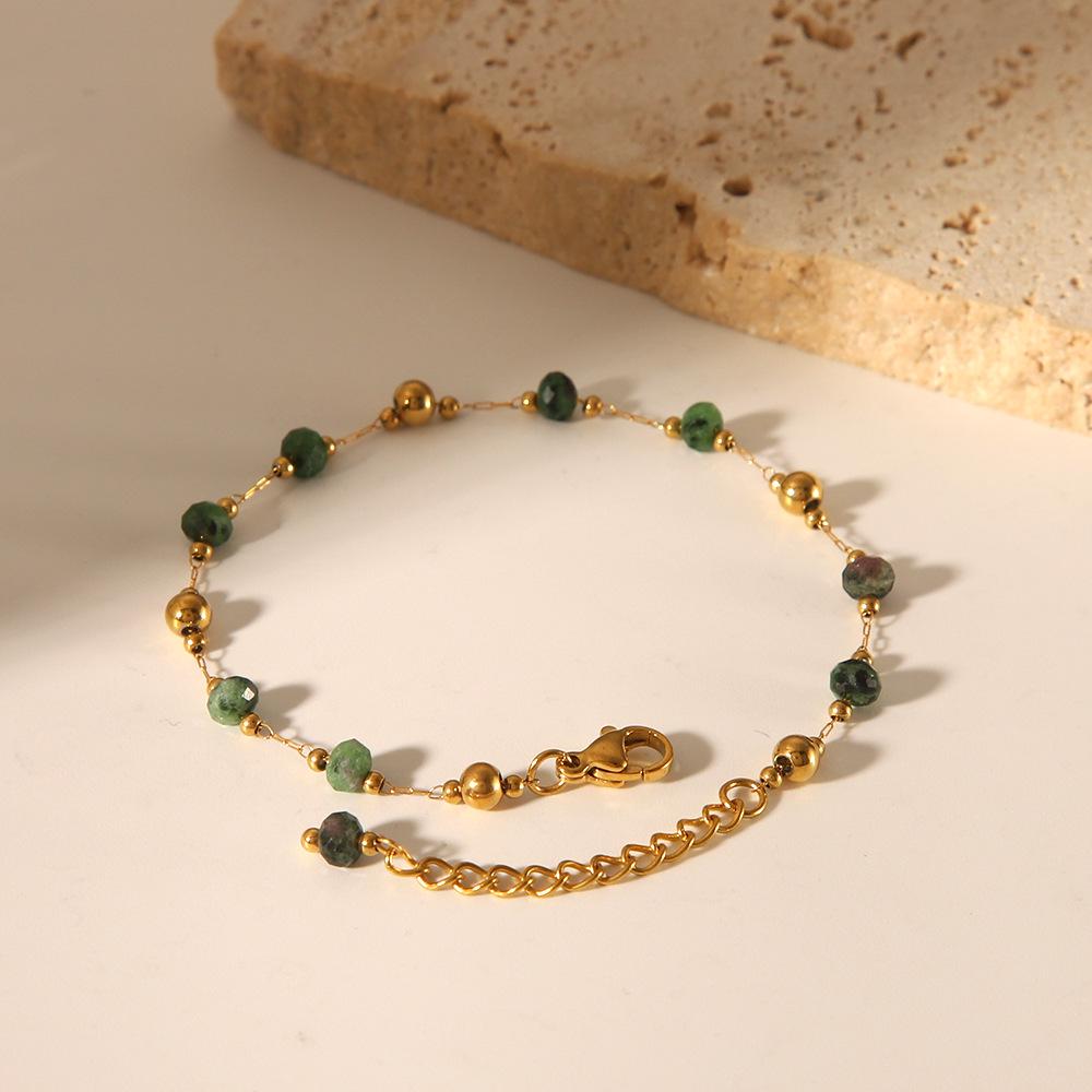 New Chinese Style Emerald and Tourmaline Clavicle Chain Necklace