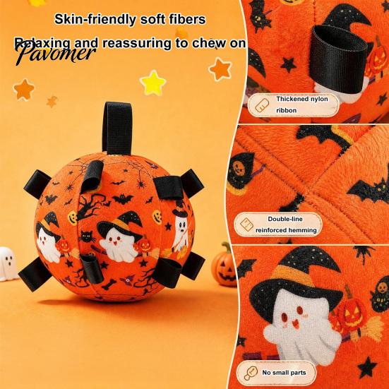 Halloween Dog Chew Toy Squeaky Ball for Halloween, Bite Resistant Plush Toy, Pet Teething Interactive Small Medium Large Breeds Dogs