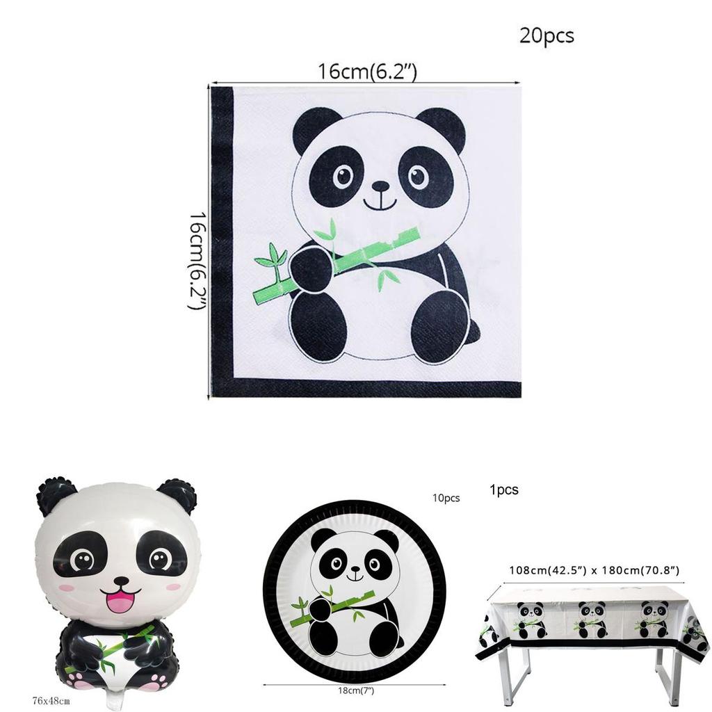 Entzückende Panda Tier Partyzubehör Geschirr Deko für Kinder Geburtstagsfeiern