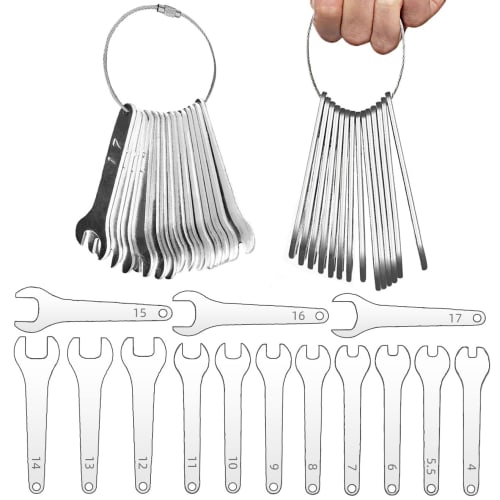 14-Piece Mini Wrench Set, Combination Wrench Set, Ultra-Thin Hex Wrenches, 3mm, 4mm-17mm Thickness, with Storage Rope, Lightweight, for DIY, Furniture