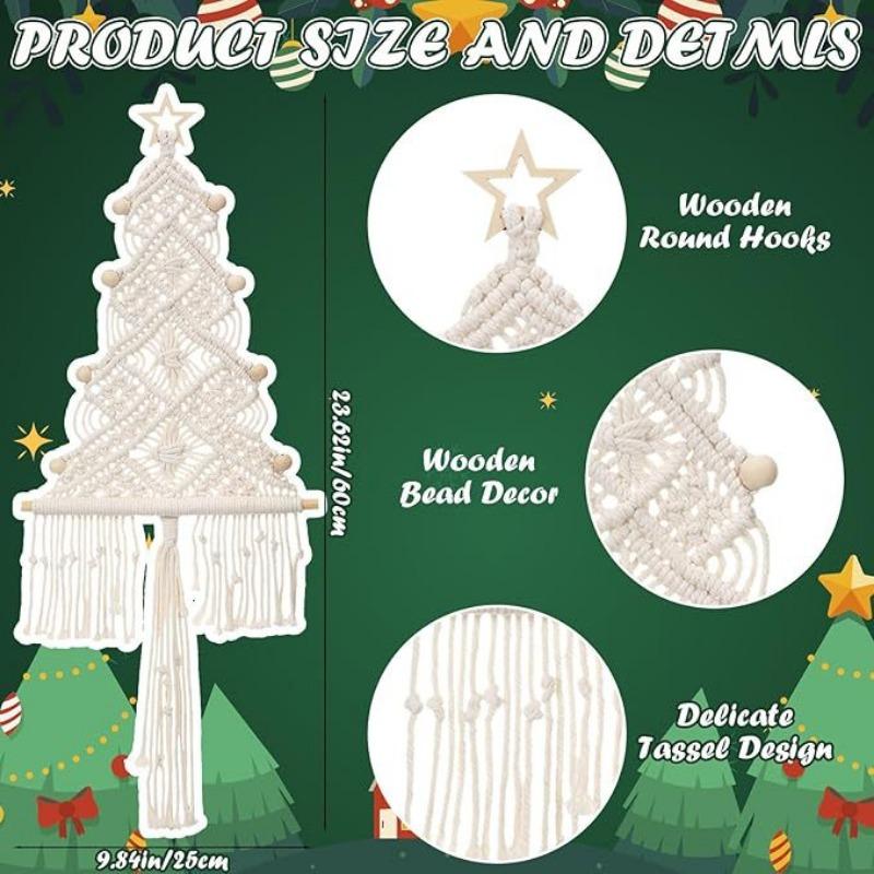 Handmade Cotton Rope Weaving Christmas Tree Tassel Decoration Hanging Decoration Christmas Gift Bedroom Wall Decoration