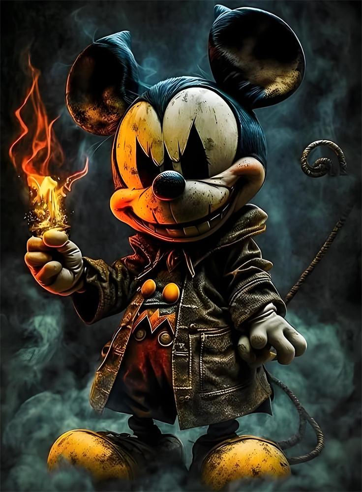 Disney Peinture Diamant 5D Mickey Sombre Transformation Terreur Sombre Décoration DIY Mosaïque Diamantée Complète Ensemble Point de Croix Incrusté Cadeau