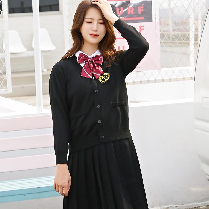 Preppy Style V-Neck Cardigan Sweater - Long Sleeve Sailor Knitwear for Students, Autumn/Winter Japanese JK Uniform