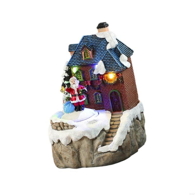 Christmas Cabin Music Box with Rotating Santa for Kid Adult Birthday Christmas A0KF