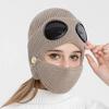 1 Pcs Autumn and Winter Warm Hat New Aviator Glasses Ear Protection Plus Velvet Warm Wool Knitted Hat with Mask New