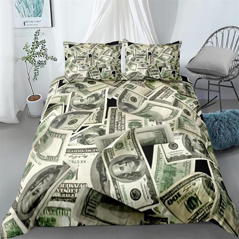 Money Duvet Cover Set,Dollar Bills Of United States Federal Reserve The Ben Franklin Portrait,Bedding Set 2/3pcs,California King