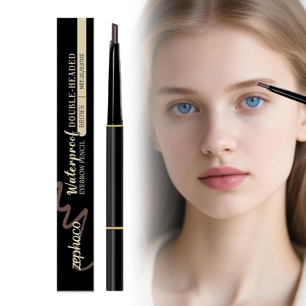Brown double-ended eyebrow pencil with a natural, three-dimensional look.