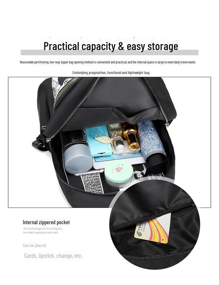 Damski Modny Plecak Podróżny z Tkaniny Oxford - Lekki, Casualowy, Drukowana Torba na Ramię