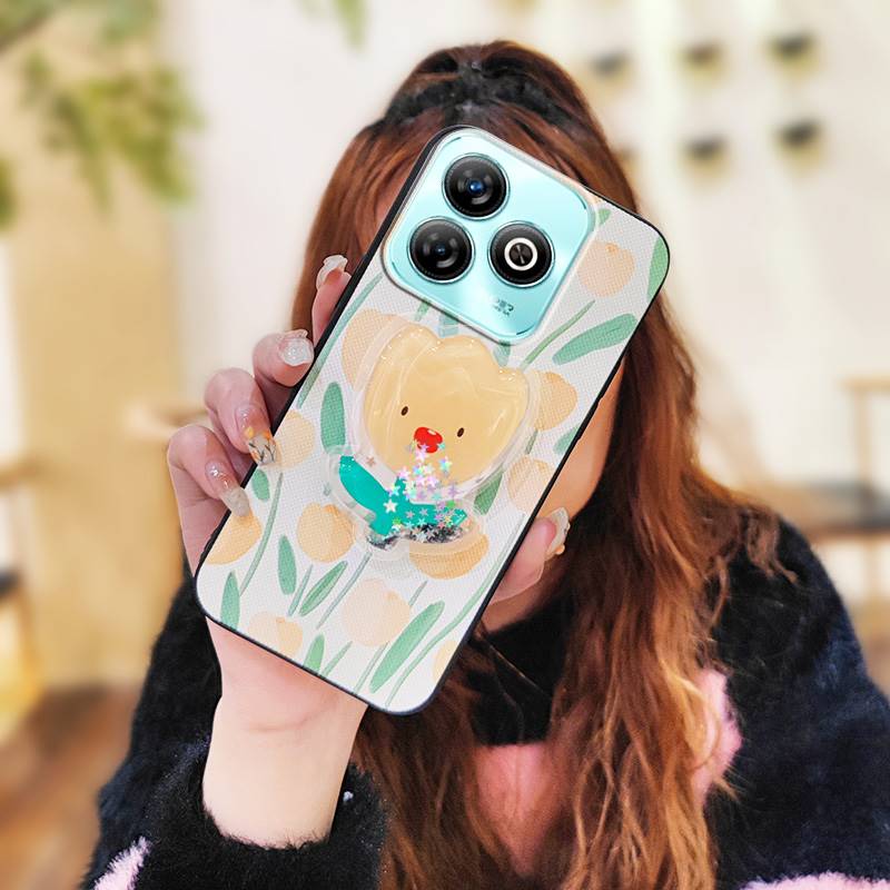 Husă Telefon TPU Design Modă Pentru ZTE Blade A75 4G/Z2359 Anti-șoc Durabil Silicon Suport Cartoon Sclipici Anti-praf