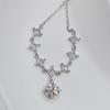 925 Silver Mozzarella Diamond Necklace, Seven-Star Shining Women'S Square High-End Pendant, Collarbone Chain.