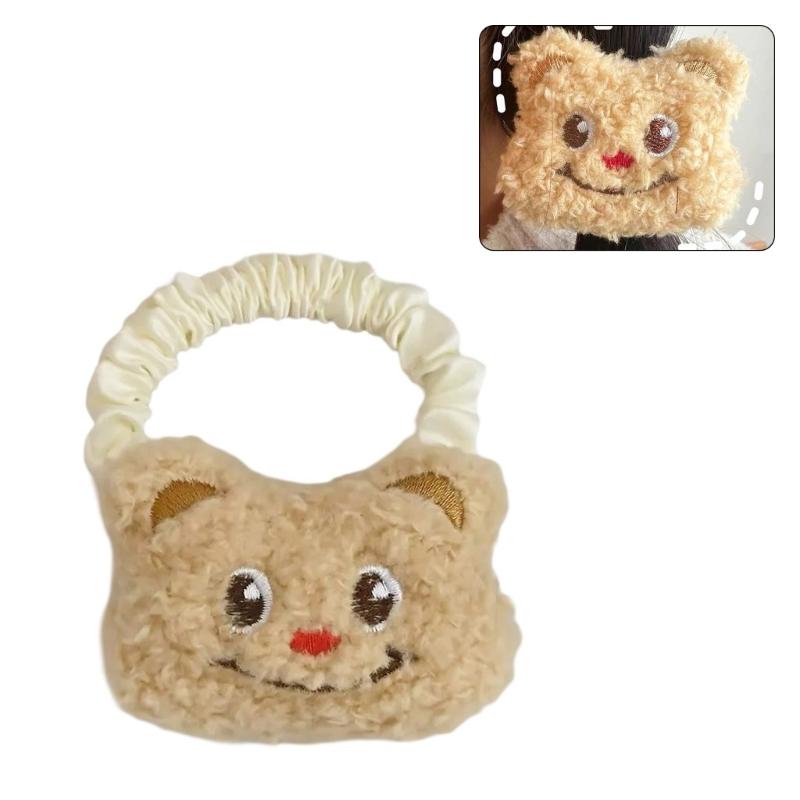 Fun Brooch Smile Photo Booth Props Bear Furry Hair Clip Hair Tie Party Headpiece Fun Hair Tie for Music Festivals