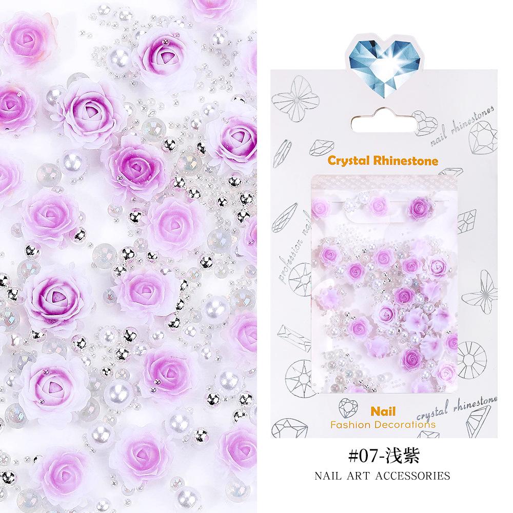 Rose Nail Art Trinket Three-Dimensional Flower Resin Size Pearl Steel Ball Mixed