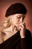 Stud logo wool beret Black [VARZAR]