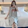 Summer Thin Large Size Loose Vest Nightgown New Sleeveless Cartoon Mid-length Home Clothing for Outdoor Wear