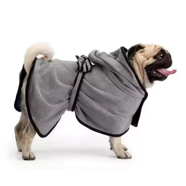 Modern Comfortable Quick-drying Absorbent Leisure Bathrobe Coat for Dogs Cats-Microfiber Material All Seasons Use Custom Logo