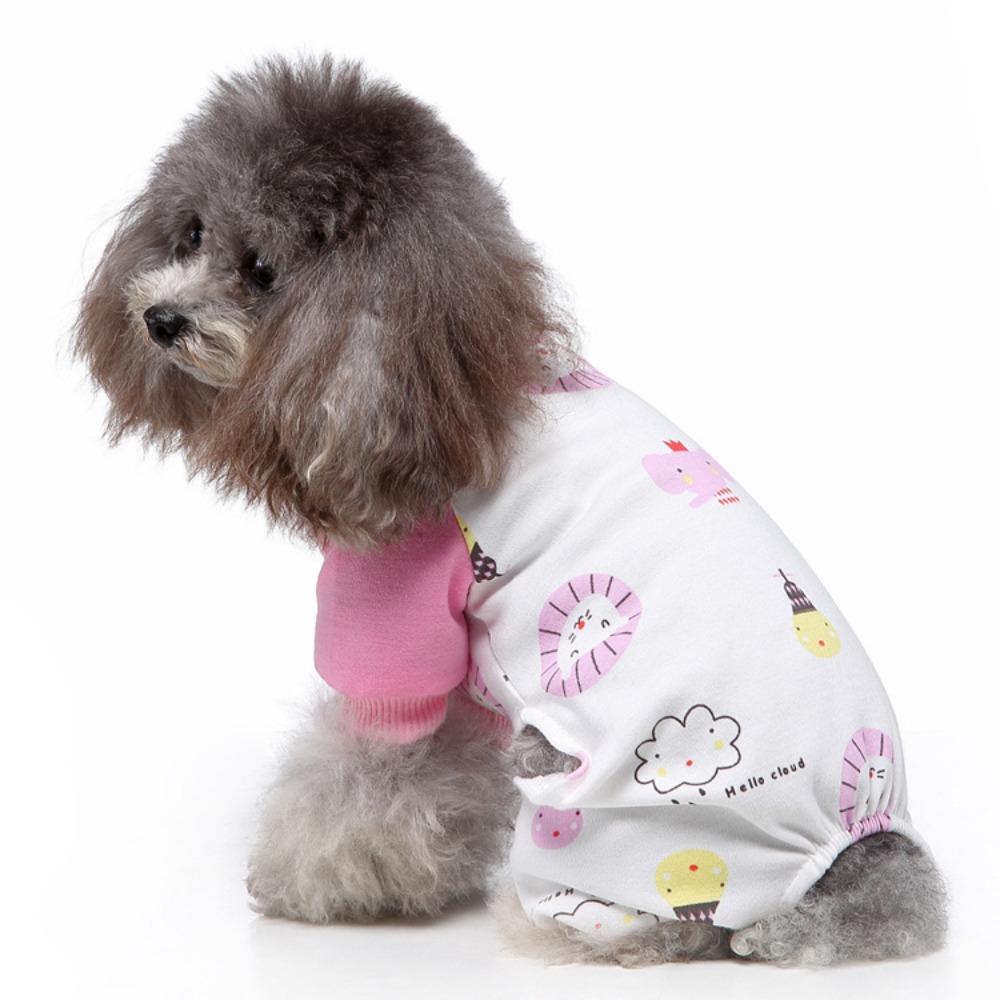 Pet pajamas striped four-legged clothes cotton printed dog clothes four-legged comfortable knitted pet clothes
