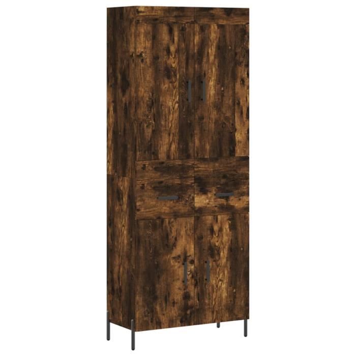 VidaXL Buffet haut Chêne fumé 69,5x34x180 cm Bois d'ingénierie 3199886