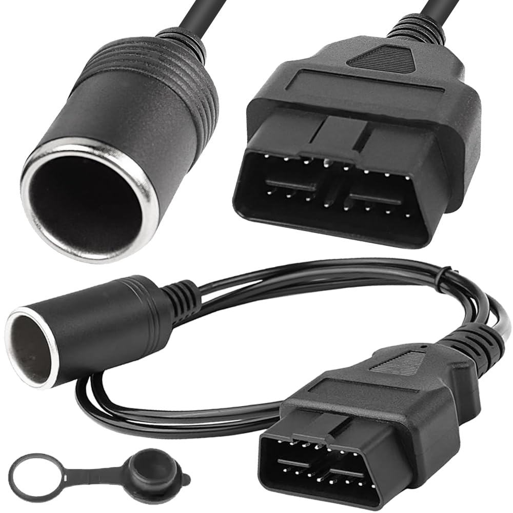 

Xiatiaosann Кабель-адаптер OBD2 гнездо прикуривателя, 16-контактный OBD штекер - гнездо
