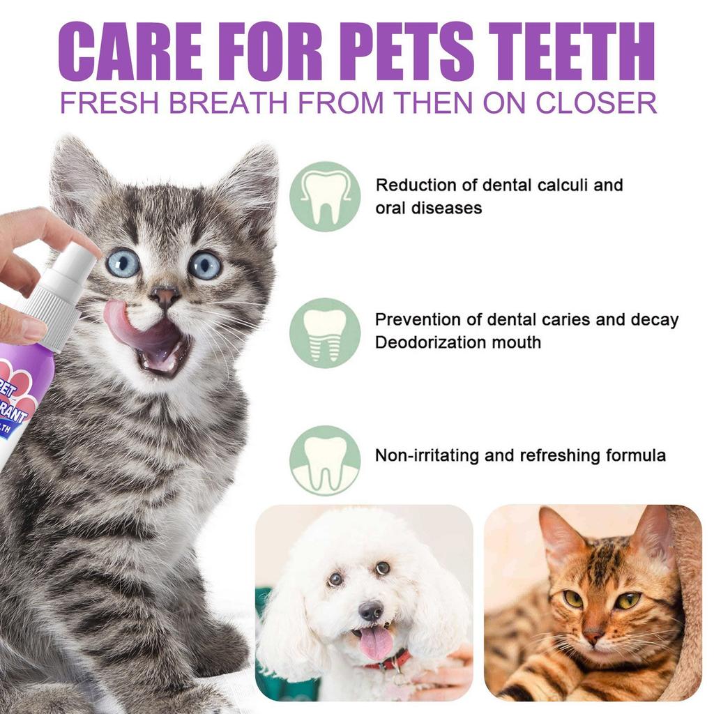 Pet Teeth Breath Cleaning Freshener Dog Cat Spray Care Cleaner 60ML