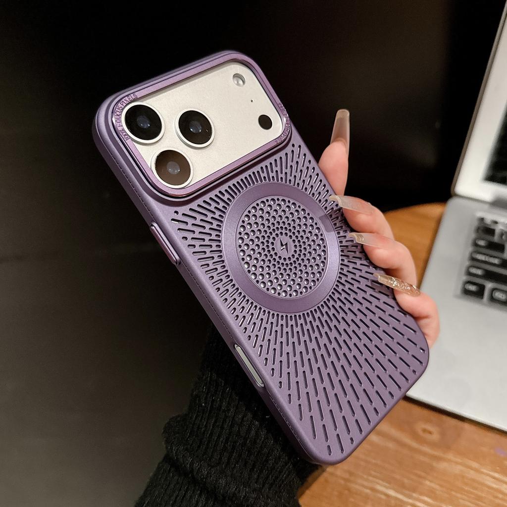 Applicable to iPhone17ProMax Berlin heat dissipation mobile phone case Magnetic suction Apple 16Pro breathable and anti-drop protective case