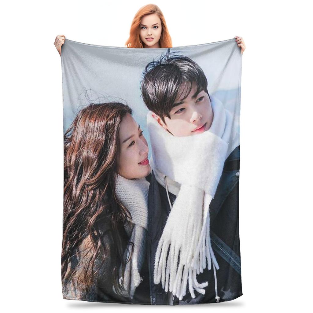 Flannel Throw Blanket True Beauty Series Hwang in Youp Cha EunWoo Warm Plush Blankets Soft Bedding for Bedroom Home Picnic Sofa