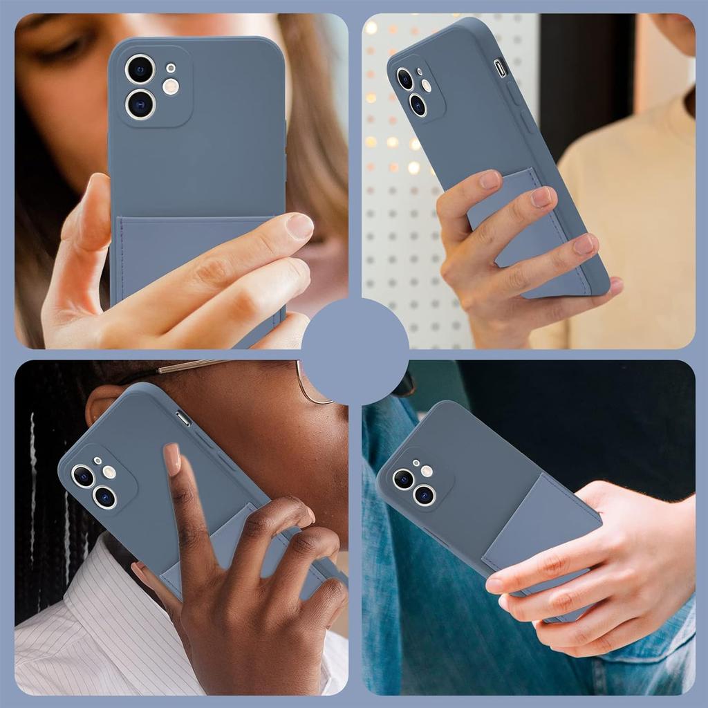 Silicone Wallet Phone Case for iPhone 11 6.1 Inch with Credit Card Holder Pocket, Full-Body Bumper Protection Camera Protect Case (Lavender Gray)
