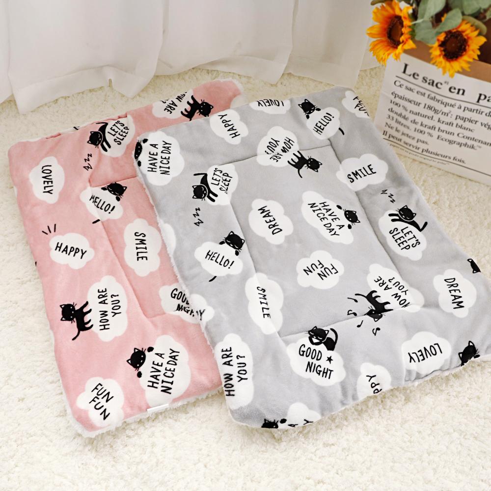 

Warm Dog Pet Mat Soft Thickening Print Autumn And Winter Cat Dog Bed Cushion Blanket For Small Medium Large Dogs Cats S M L XL S серый