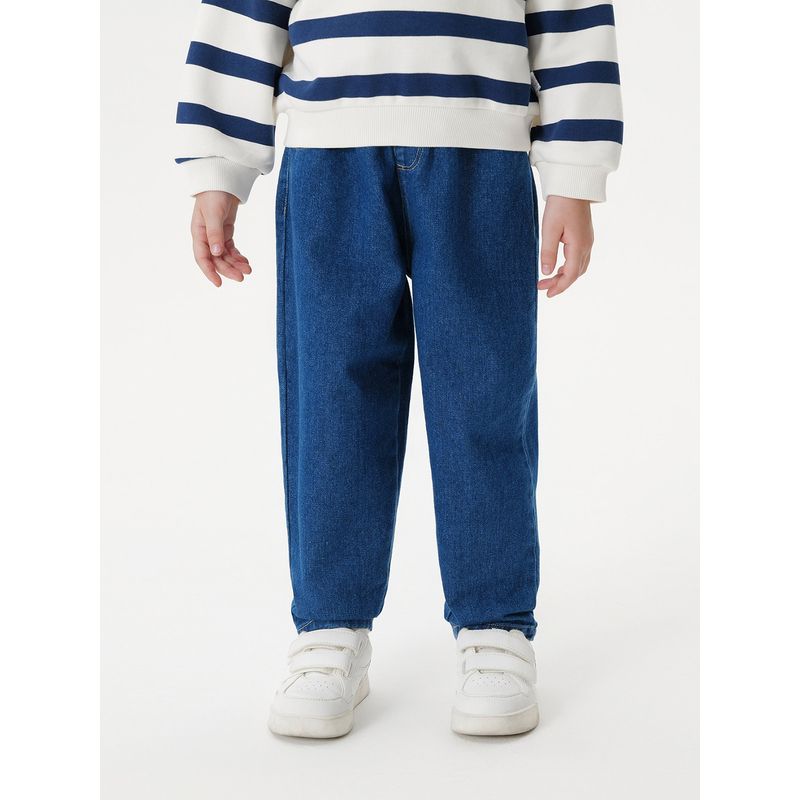 Mark Jenny Girls' Lace-Waist Versatile Denim Carrot Pants Baby Pants Pure Cotton Spring New Arrival 551528