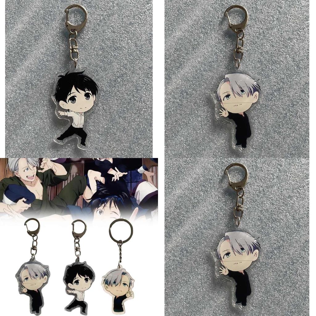 Yur On Ice Katsuki Yuri Victor Nikiforov Acrylic Keychain Cartoon Style Personalization Gift For Anime Enthusiasts