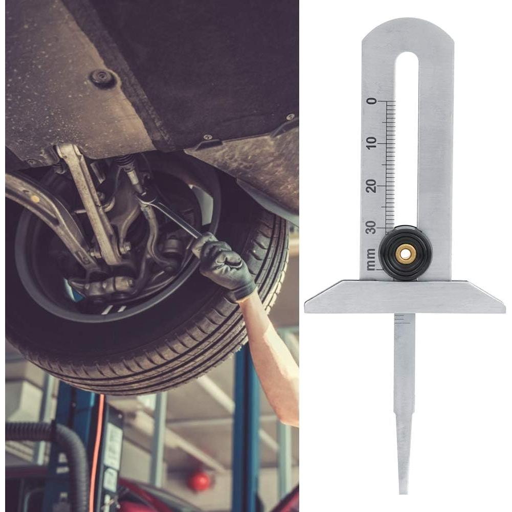 Tire Tread Depth Gauge, Stainless Steel Caliper, Depth Measuring Tool, 0-30mm, Tread Brake Shoe, Tire Monitoring System